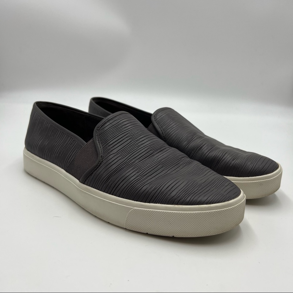 Vince Leather Slip on Shoes Dark Gray